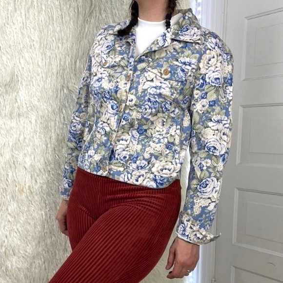Vintage 90s Floral Button Up Lightweight Jacket - Picture 3 of 4